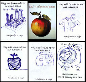 Ejemplos de la dinámica de dibujo rápido Ceci n’est pas une ponme.