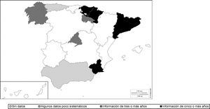 Informes de actividad de los organismos de salud pública de las comunidades autónomas localizados. España, 2015.Las comunidades autónomas con cinco o más informes localizados fueron Navarra, País Vasco, Murcia y Cataluña; con tres o cuatro, Galicia, La Rioja y Madrid; con uno o dos, Andalucía y Asturias.