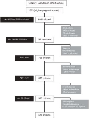 Flow chart of the population included in the present study. INMA-Valencia cohort. No differences by child's sex were found in participation process and follow-up.