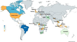 Número de artículos según país donde se realiza la investigación.