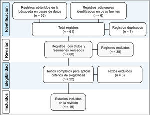 Diagrama de flujo PRISMA adaptado del proceso de revisión sistemática bibliográfica realizado y sus resultados20.