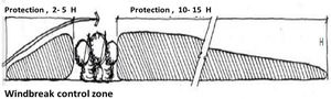 Length of area covered by wind breakers.16