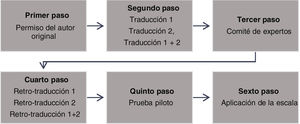 Diagrama de flujo del proceso de traducción y adaptación.