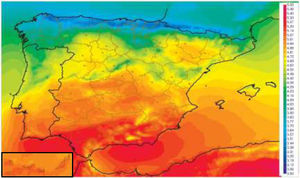 Mean global irradiance in 1983–2005 (kWh m-2 day-1). SIS (CM-SAF). (Source: Sancho Ávila et al.17).