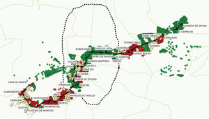 Deprivation Index and life expectancy of each station along Madrid Metro Line 5.