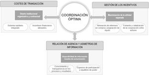 Vectores para una coordinación óptima y marcos teóricos de la economía de la salud relacionados.