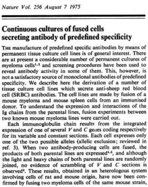 Artículo gratuito de Journal ofImmunology, reimpreso con el permiso de Nature. 1975;256:495-7.