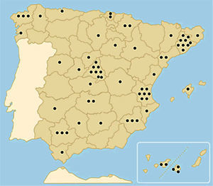 Mapa con la distribución de los centros participantes (verAnexo 2).