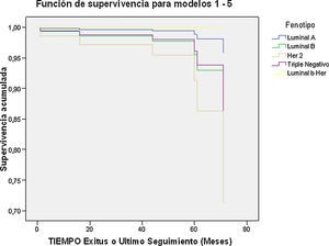 Subtipo intrínsecos y función de supervivencia.