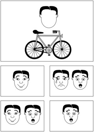 Ejemplo de escenario de dibujos animados y desenlaces emocionales (componente VIII).