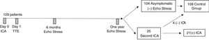Time-points for intervention and follow-up measurements. ICA: invasive coronary angiography; TTE: transthoracic echocardiography.