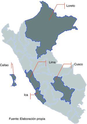 Departamentos del Perú donde se realizó el estudio.