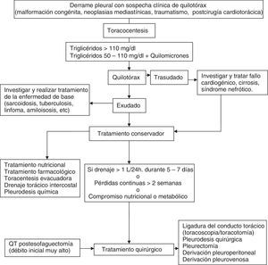 Algoritmo terapéutico en el quilotórax.