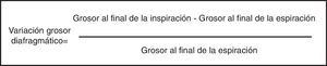 Fórmula para el cálculo de la variación del grosor diafragmático.