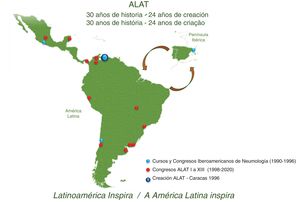 ALAT 30 años. Mapa de eventos académicos.