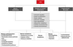 Consecuencias de la apnea obstructiva del sueño (AOS) y sus mecanismos fisiopatológicos. Modificada y reproducida con permiso del Manual SEPAR de Neumología y Cirugía Torácica.