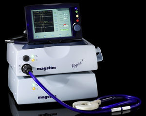 Magstim Rapid2 transcranial magnetic stimulator (Magstim, UK).