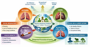 The interconnectedness one-health of humans, animals, and environm ents for a life-course approach of lung health to reduce the burden of CRDs.