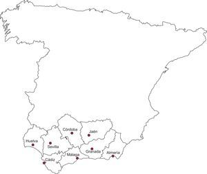 Andalucía y su división administrativa en ocho provincias.