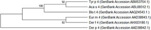 Phylogenetic tree of Tyr p 4 protein.