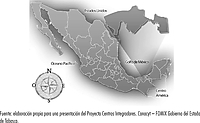 Ubicación geográfica del estado de Tabasco del sureste mexicano Fuente: elaboración propia para una presentación del Proyecto Centros Integradores. Conacyt – FOMIX Gobierno del Estado de Tabasco.