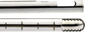 Cánula morceladora con ventana distal: pólipos (número 1) y para miomas (número 2).