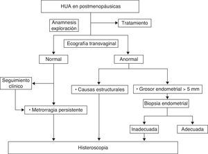 Indicaciones de HSC en hemorragia uterina anormal en mujeres posmenopáusicas.