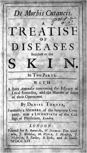 De Morbis Cutaneis, by Daniel Turner (1714) Source: De Morbis Cutaneis, London, 1714.33