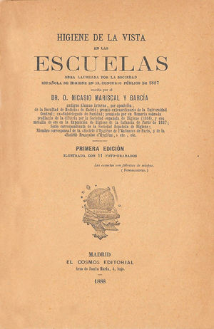 Higiene de la vista en las escuelas, de N. Mariscal (1888).