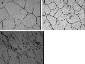 Optical micrographs showing the effect of reinforcement concentration on composites: (a) 5%, (b) 10% and (c) 15%.