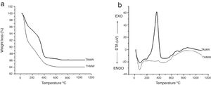 TGA and DTA analysis of TAMW and THMW materials.