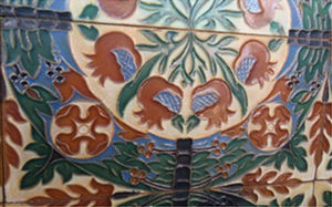 Ceramic tiles covered by atmospheric pollutants.