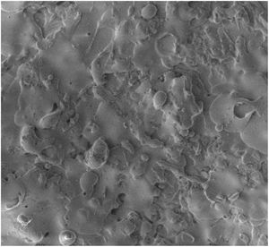 GSP coating, surface, SEM-SE, same scale like Fig. 3.