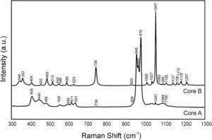 Raman spectra of Core A and Core B.