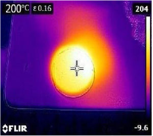 Thermal image of the coated substrate.