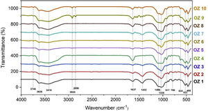Infrared spectra of raw samples.