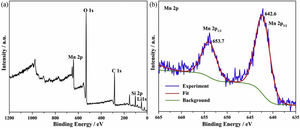The survey XPS spectrum (a) and its high-resolution spectrum of LDs particles after Mn2+ adsorption.
