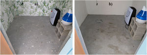 Visual comparison between demonstrators after increasing humidity: (a) FT and (b) CT.