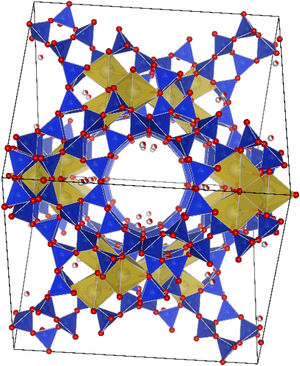 Unit cell of the Faujasite-Na type zeolite structure obtained from X-ray diffraction data.