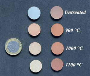 Color change of ceramic membranes sintered at different temperatures.