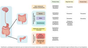 Neuromoduladores recomendados en el manejo de los trastornos intestinales y anorrectales.