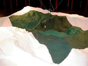 Scale model of terrain for wind tunnel test.