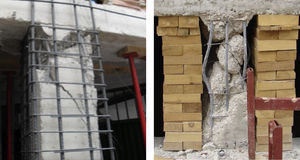 El daño en los pilares requiere la sustitución de los mismos (fotos tomadas en Lorca).
