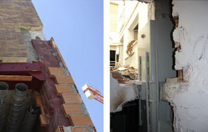 Ejemplos de transmisión de cargas (refuerzos ejecutados tras el sismo en Lorca).