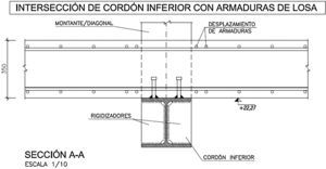 Cordón inferior bajo losa de cubierta.