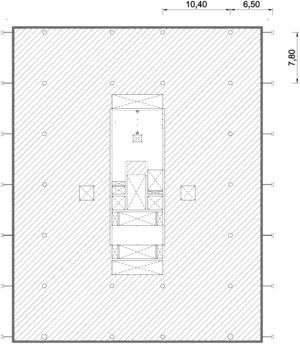 Planta tipo de bloque de oficinas. Bloque C.