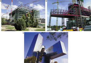 Building and roof of the Data Processing Centre in the execution stage (above), Gas Natural headquarters building in Barcelona (below).