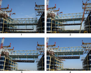 Hoisting the south bridge.