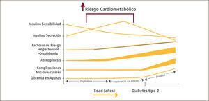 Evolución metabólica en la historia natural de la diabetes mellitus tipo 2 Ref: American Diabetes Association 2013.