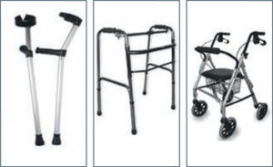 Bastón tipo canadiense, andador de 4 patas y andador con ruedas (catálogo rehacare®)